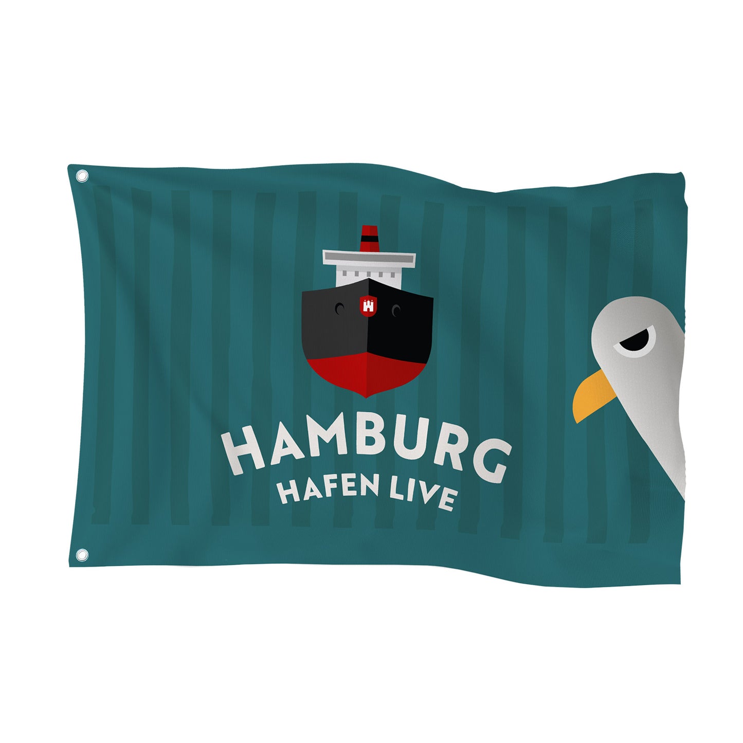 Flagge Hamburg Hafen Live 120x80 (Petrol)