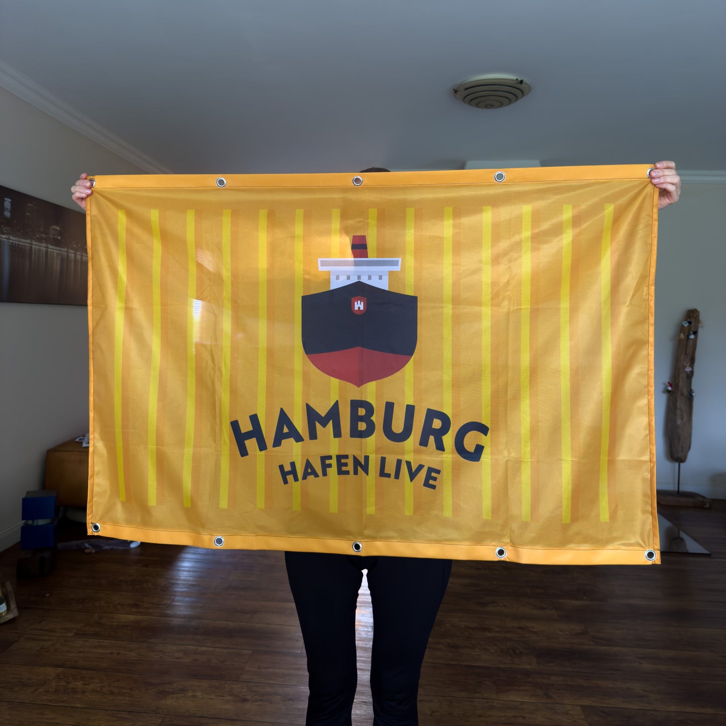Flagge Hamburg Hafen Live (Gelb)