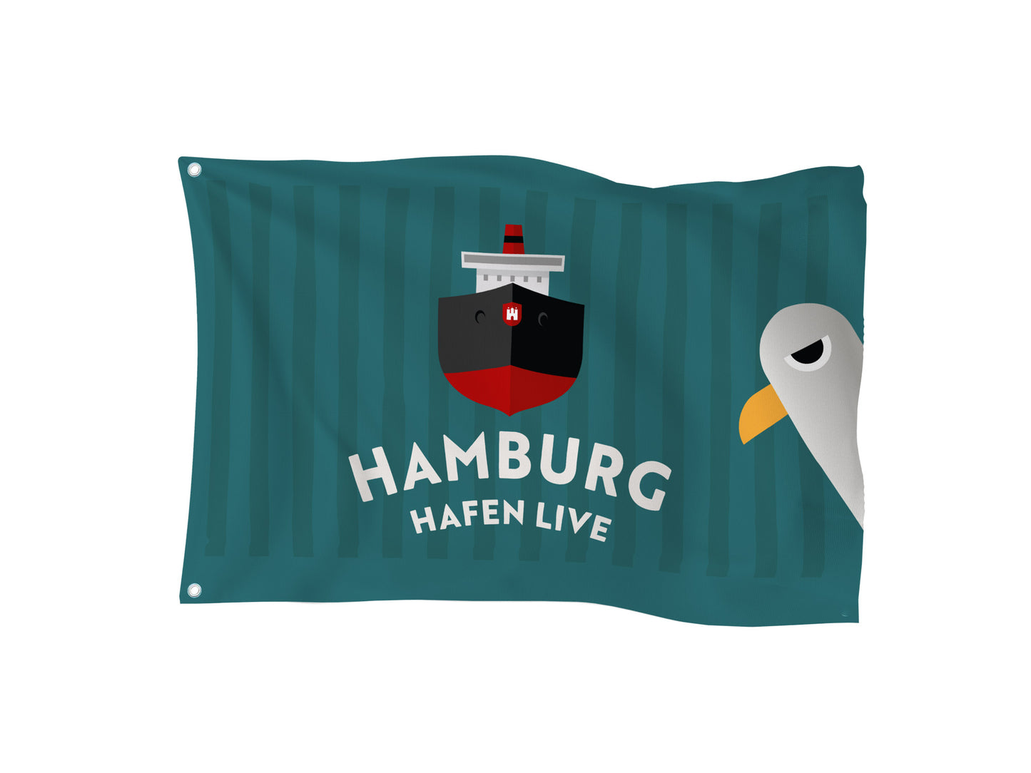 Flagge Hamburg Hafen Live klein 60x40 (Petrol)