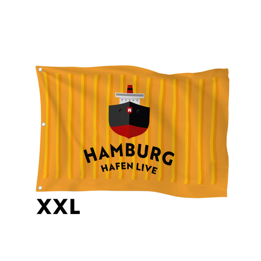 Flagge Hamburg Hafen Live XXL 180x120 für Fahnenmast (Gelb)