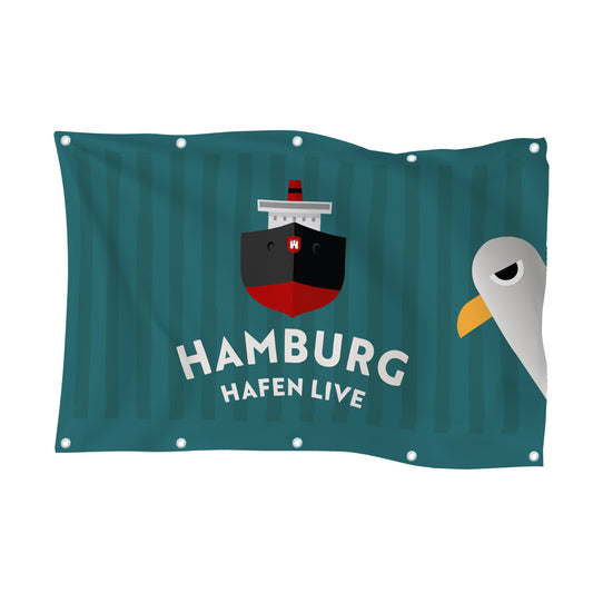 Flagge Hamburg Hafen Live (Petrol)